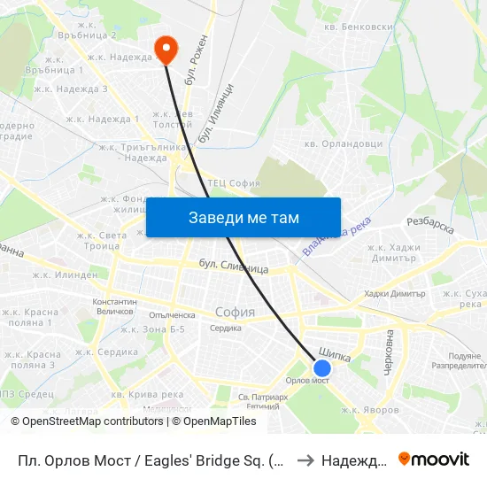 Ⓜ️ Пл. Орлов Мост / Eagles' Bridge Sq. (1290) to Надежда 4 map
