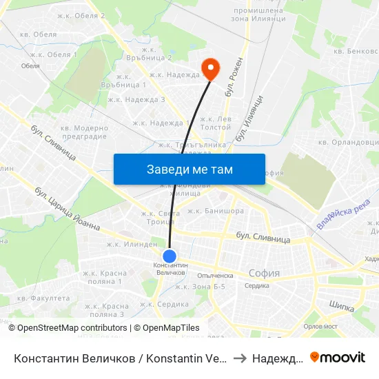 Константин Величков / Konstantin Velichkov to Надежда 4 map