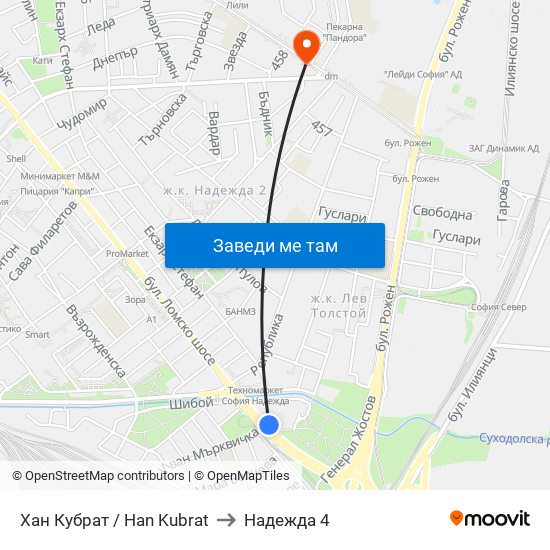 Хан Кубрат / Han Kubrat to Надежда 4 map