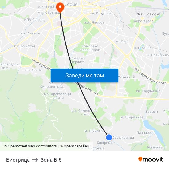 Бистрица to Зона Б-5 map