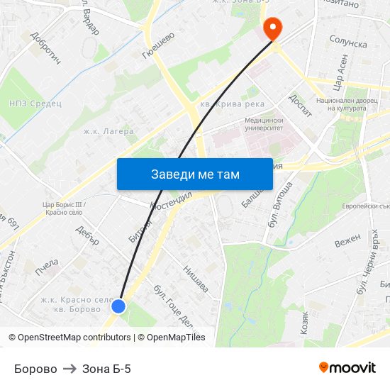 Борово to Зона Б-5 map