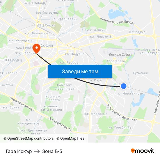 Гара Искър to Зона Б-5 map