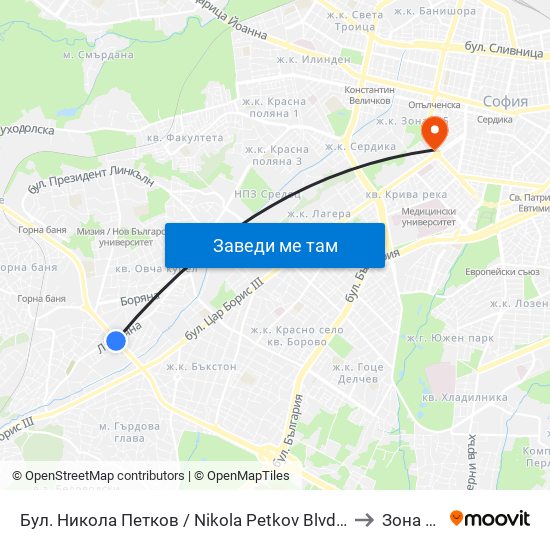 Бул. Никола Петков / Nikola Petkov Blvd. (0350) to Зона Б-5 map