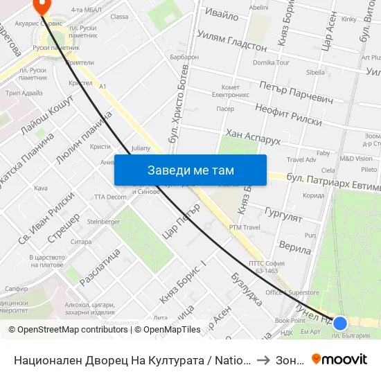 Ⓜ️ Национален Дворец На Културата / National Palace Of Culture (1139) to Зона Б-5 map