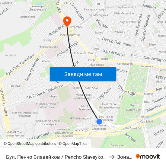 Бул. Пенчо Славейков / Pencho Slaveykov Blvd. (0356) to Зона Б-5 map