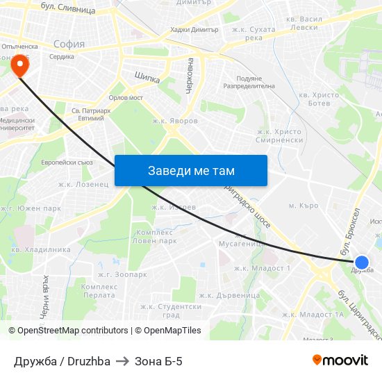 Дружба / Druzhba to Зона Б-5 map