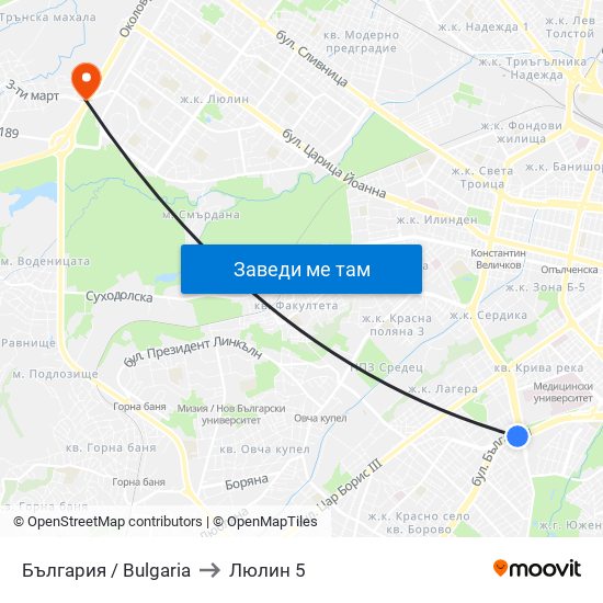 България / Bulgaria to Люлин 5 map