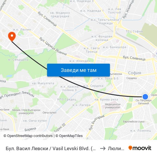 Бул. Васил Левски / Vasil Levski Blvd. (0299) to Люлин 6 map