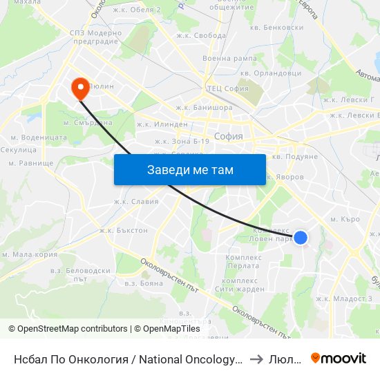 Нсбал По Онкология / National Oncology Hospital (0764) to Люлин 6 map