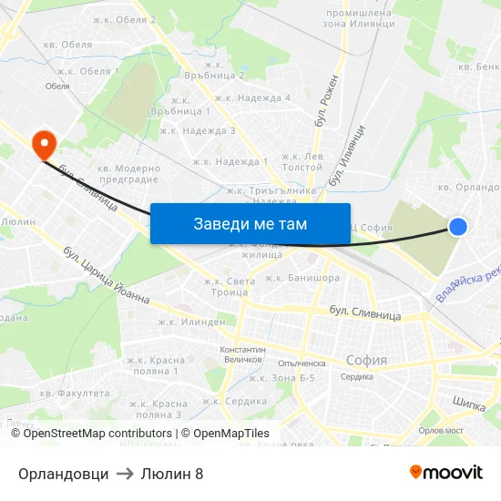 Орландовци to Люлин 8 map