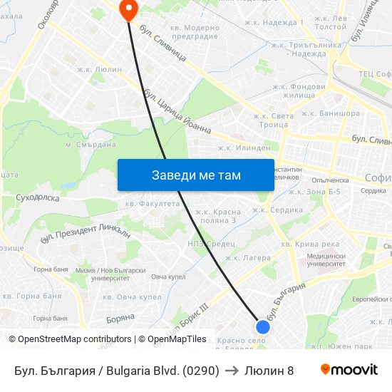 Бул. България / Bulgaria Blvd. (0290) to Люлин 8 map