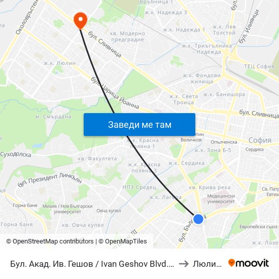 Бул. Акад. Ив. Гешов / Ivan Geshov Blvd. (0275) to Люлин 8 map