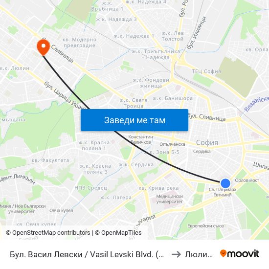 Бул. Васил Левски / Vasil Levski Blvd. (0299) to Люлин 9 map