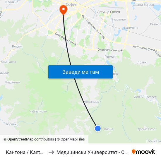 Кантона / Kantona (0792) to Медицински Университет - София (Ректорат) map