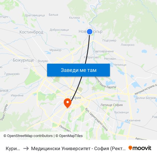 Курило to Медицински Университет - София (Ректорат) map