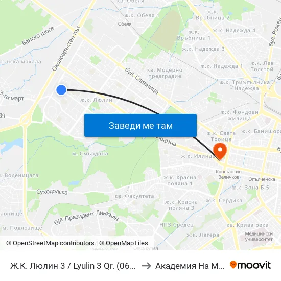 Ж.К. Люлин 3 / Lyulin 3 Qr. (0652) to Академия На Мвр map