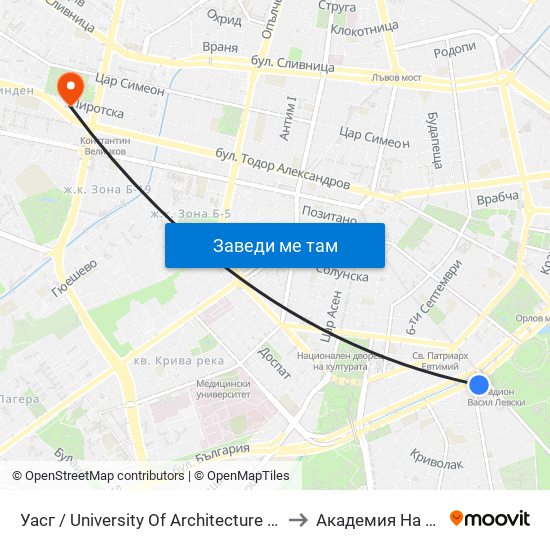 Уасг / University Of Architecture (0387) to Академия На Мвр map
