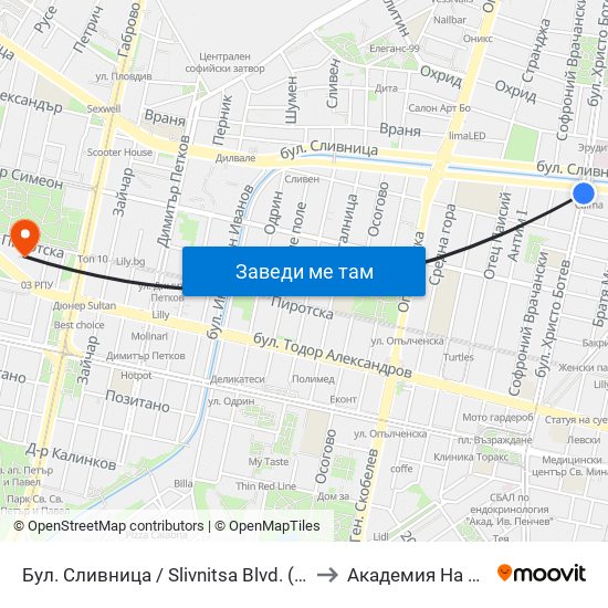 Бул. Сливница / Slivnitsa Blvd. (0376) to Академия На Мвр map
