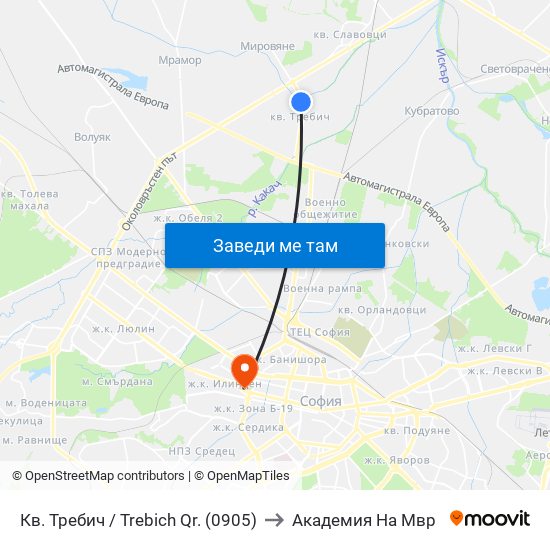 Кв. Требич / Trebich Qr. (0905) to Академия На Мвр map