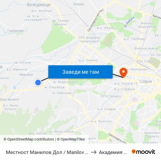 Местност Манилов Дол / Manilov Dol Area (0917) to Академия На Мвр map