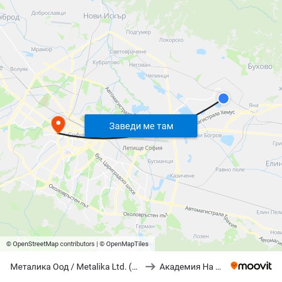 Металика Оод / Metalika Ltd. (1159) to Академия На Мвр map