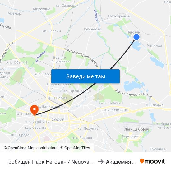 Гробищен Парк Негован / Negovan Cemetery (0507) to Академия На Мвр map