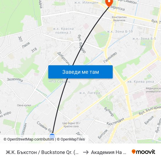 Ж.К. Бъкстон / Buckstone Qr. (0590) to Академия На Мвр map