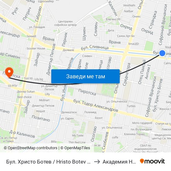 Бул. Христо Ботев / Hristo Botev Blvd. (0382) to Академия На Мвр map