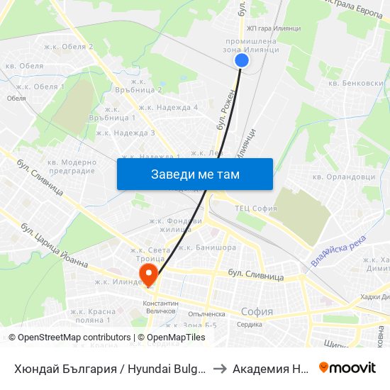 Хюндай България / Hyundai Bulgaria (6239) to Академия На Мвр map