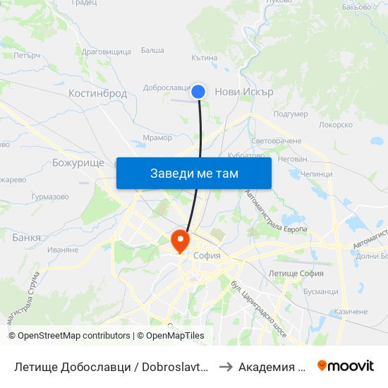 Летище Добославци / Dobroslavtsi Airport (1003) to Академия На Мвр map