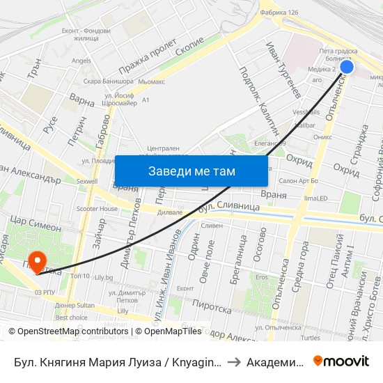 Бул. Княгиня Мария Луиза / Knyaginya Maria Luiza Blvd. (0324) to Академия На Мвр map