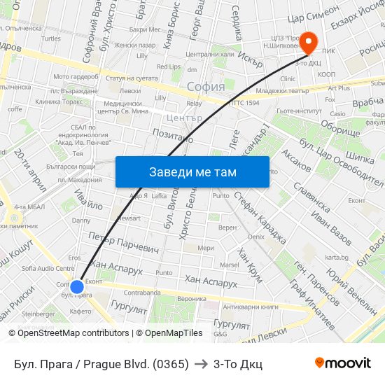 Бул. Прага / Prague Blvd. (0365) to 3-То Дкц map