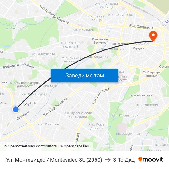 Ул. Монтевидео / Montevideo St. (2050) to 3-То Дкц map