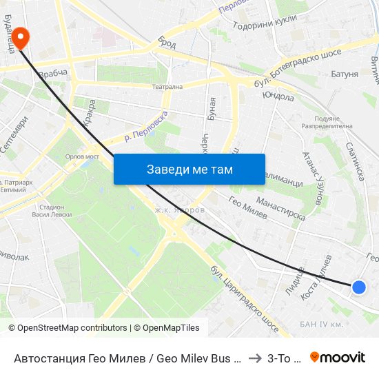 Автостанция Гео Милев / Geo Milev Bus Station (0052) to 3-То Дкц map