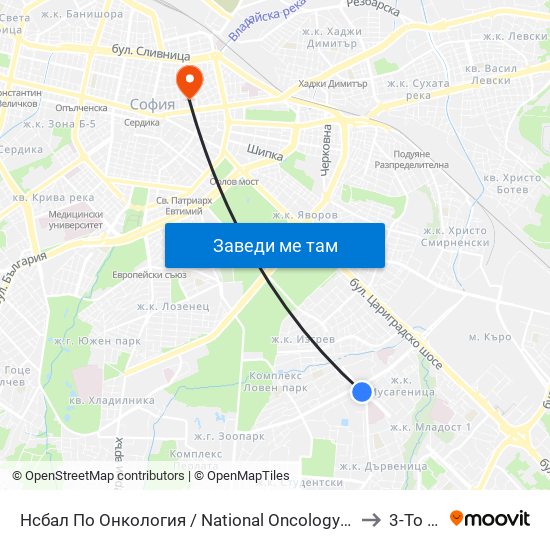 Нсбал По Онкология / National Oncology Hospital (0764) to 3-То Дкц map