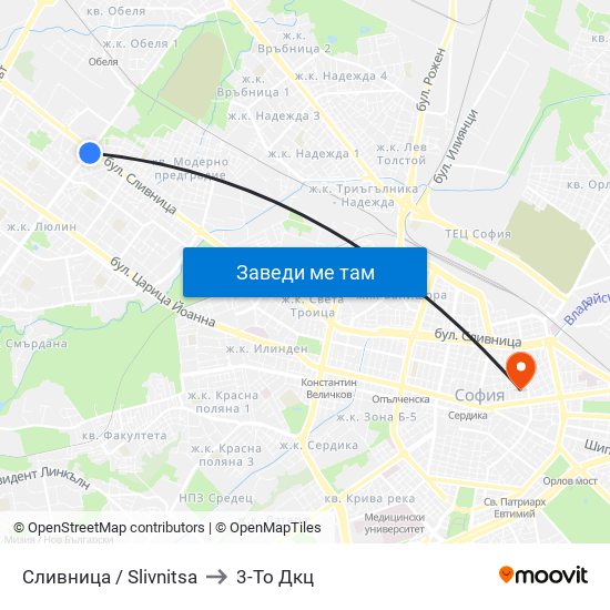 Сливница / Slivnitsa to 3-То Дкц map