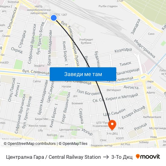 Централна Гара / Central Railway Station to 3-То Дкц map