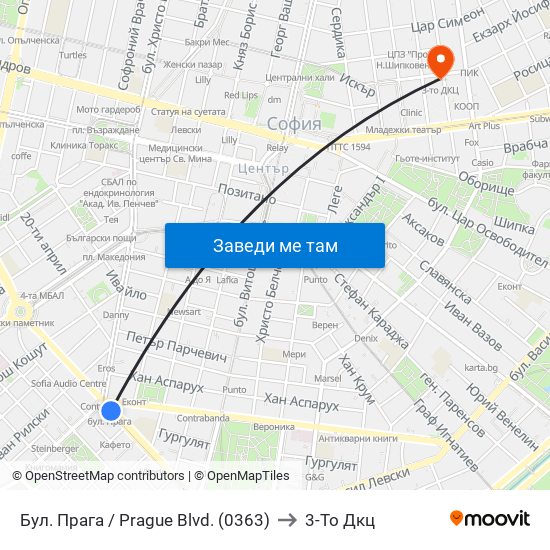 Бул. Прага / Prague Blvd. (0363) to 3-То Дкц map