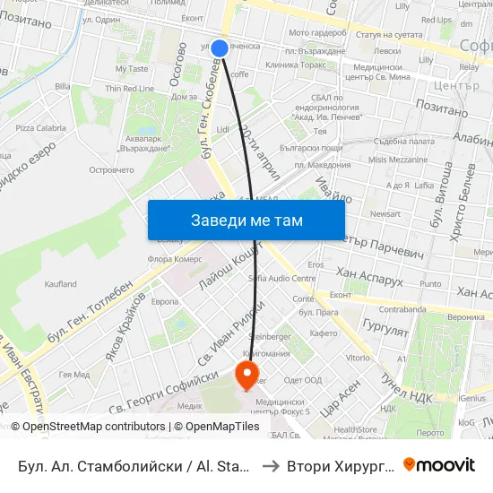 Бул. Ал. Стамболийски / Al. Stamboliyski Blvd. (0283) to Втори Хирургичен Блок map