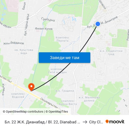 Бл. 22 Ж.К. Дианабад / Bl. 22, Dianabad Qr. (0124) to City Clinic map