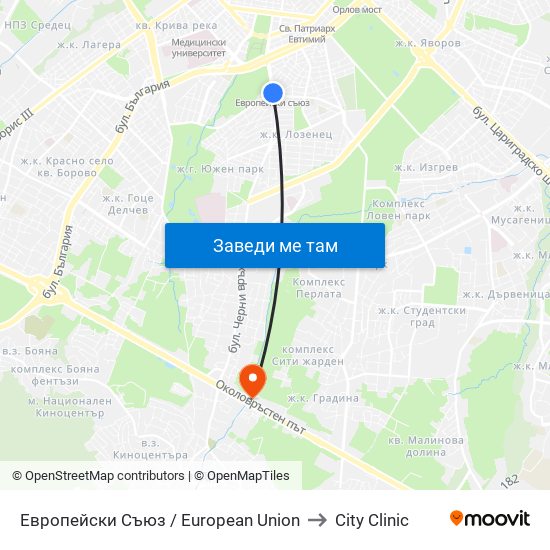 Европейски Съюз / European Union to City Clinic map