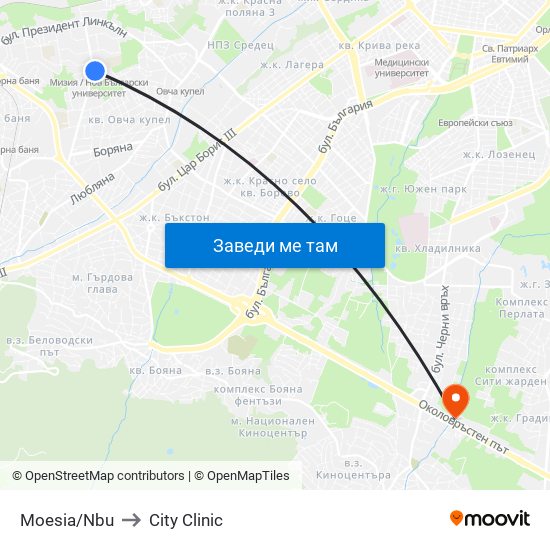 Moesia/Nbu to City Clinic map