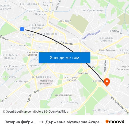 Захарна Фабрика / Zaharna Fabrika to Държавна Музикална Академия - Инструментален Факултет map