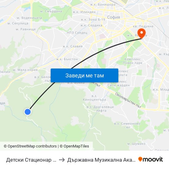 Детски Стационар / Children's Hospital (6065) to Държавна Музикална Академия - Инструментален Факултет map