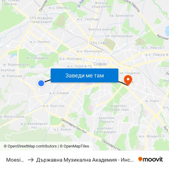 Moesia/Nbu to Държавна Музикална Академия - Инструментален Факултет map