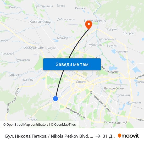 Бул. Никола Петков / Nikola Petkov Blvd. (0350) to 31 Дкц map