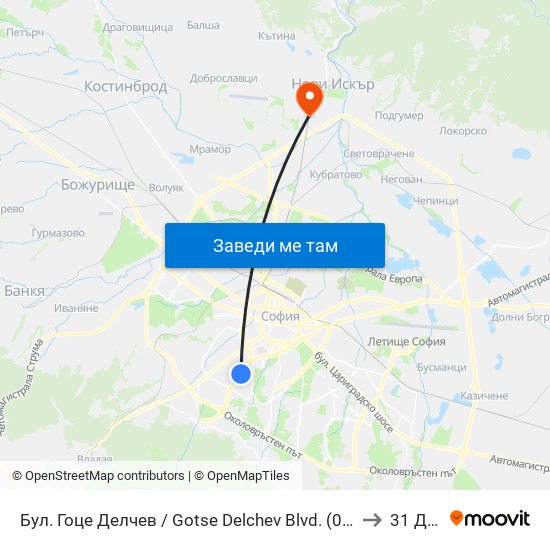 Бул. Гоце Делчев / Gotse Delchev Blvd. (0314) to 31 Дкц map