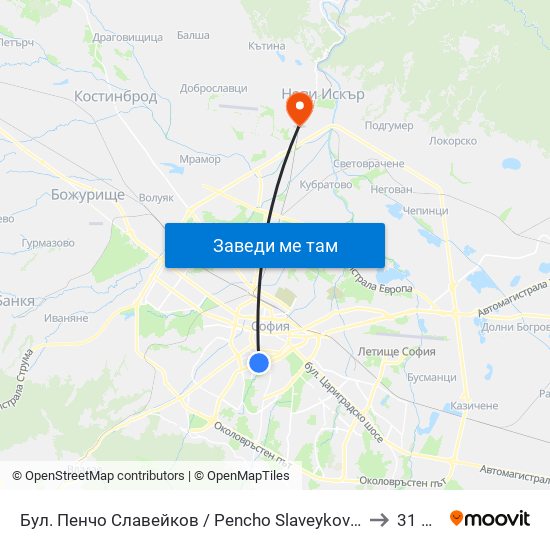 Бул. Пенчо Славейков / Pencho Slaveykov Blvd. (0356) to 31 Дкц map