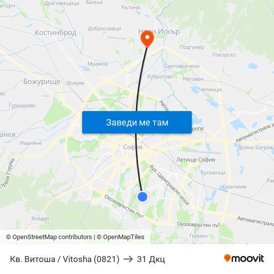 Кв. Витоша / Vitosha (0821) to 31 Дкц map
