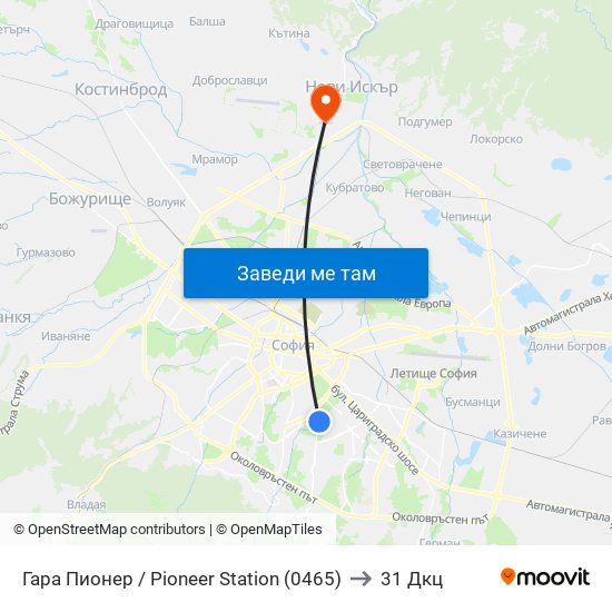 Гара Пионер / Pioneer Station (0465) to 31 Дкц map